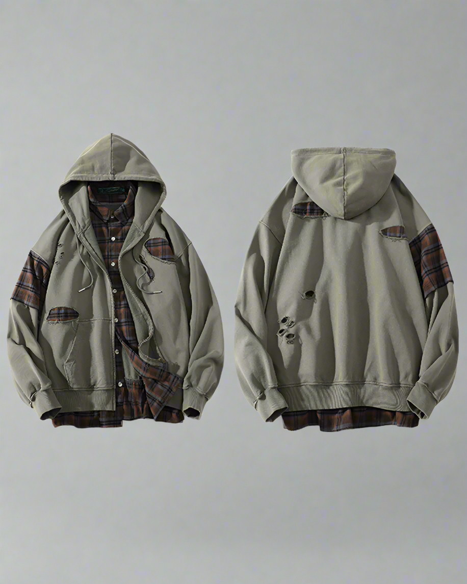 Ripped Two-Piece Unisex Hoodie - comfortable hoodie - Comfortable Ripped Two-Piece Unisex Hoodie - View 10