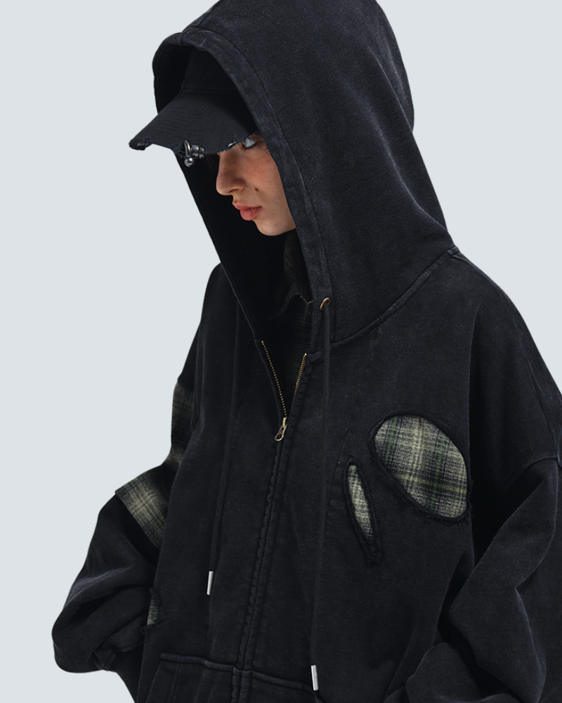 Ripped Two-Piece Unisex Hoodie -  fashion - Comfortable Ripped Two-Piece Unisex Hoodie - View 4