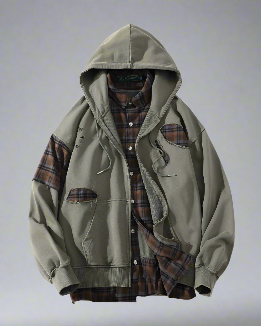 Ripped Two-Piece Unisex Hoodie - hoodie - Comfortable Ripped Two-Piece Unisex Hoodie - View 11