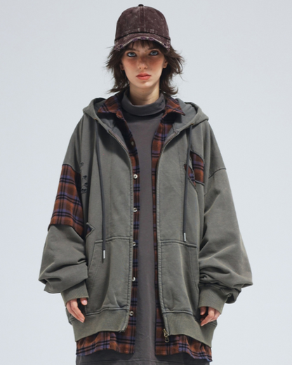 Ripped Two-Piece Unisex Hoodie -  polyester cotton spandex - Comfortable Ripped Two-Piece Unisex Hoodie - View 5
