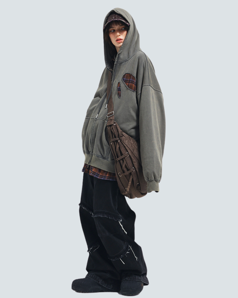 Ripped Two-Piece Unisex Hoodie -  techwear - Comfortable Ripped Two-Piece Unisex Hoodie - View 7