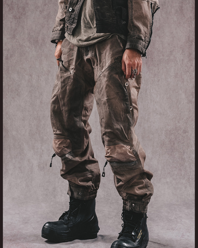 Rugged 3D Distressed Cargo Pants - cargo pants - Rugged 3D Distressed Cargo Pants for Modern Style - Main view