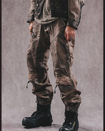 Rugged 3D Distressed Cargo Pants - cargo pants - Rugged 3D Distressed Cargo Pants for Modern Style - Main view