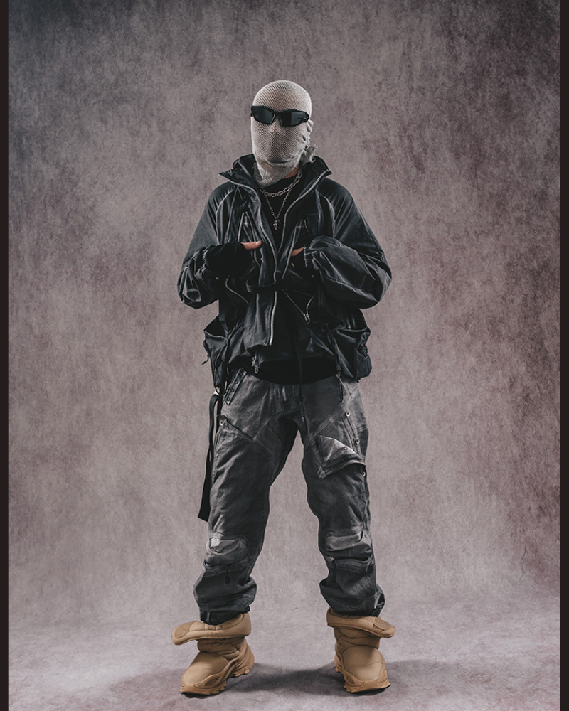 Rugged 3D Distressed Cargo Pants -  cyberpunk pants - Rugged 3D Distressed Cargo Pants for Modern Style - View 11