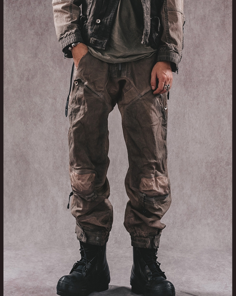 Rugged 3D Distressed Cargo Pants -  cyberpunk pants - Rugged 3D Distressed Cargo Pants for Modern Style - View 3