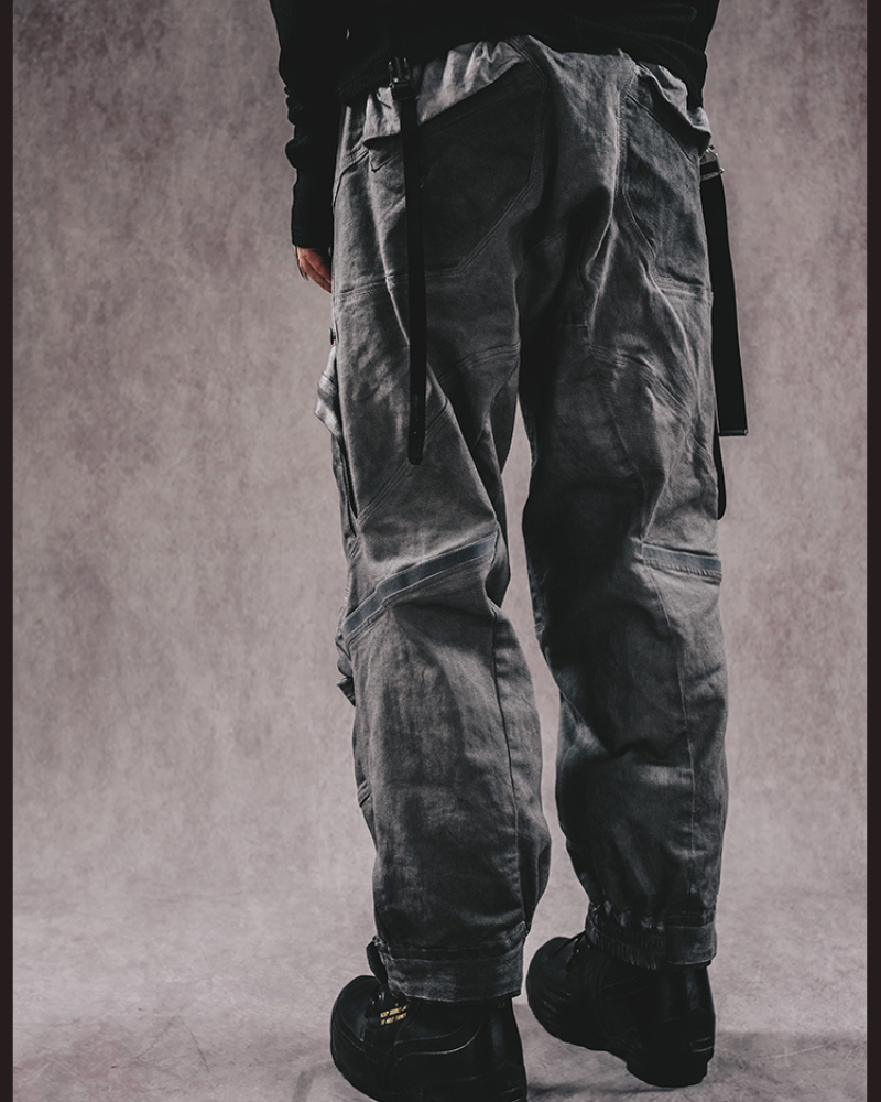 Rugged 3D Distressed Cargo Pants - techwear cargo pants - Rugged 3D Distressed Cargo Pants for Modern Style - View 10