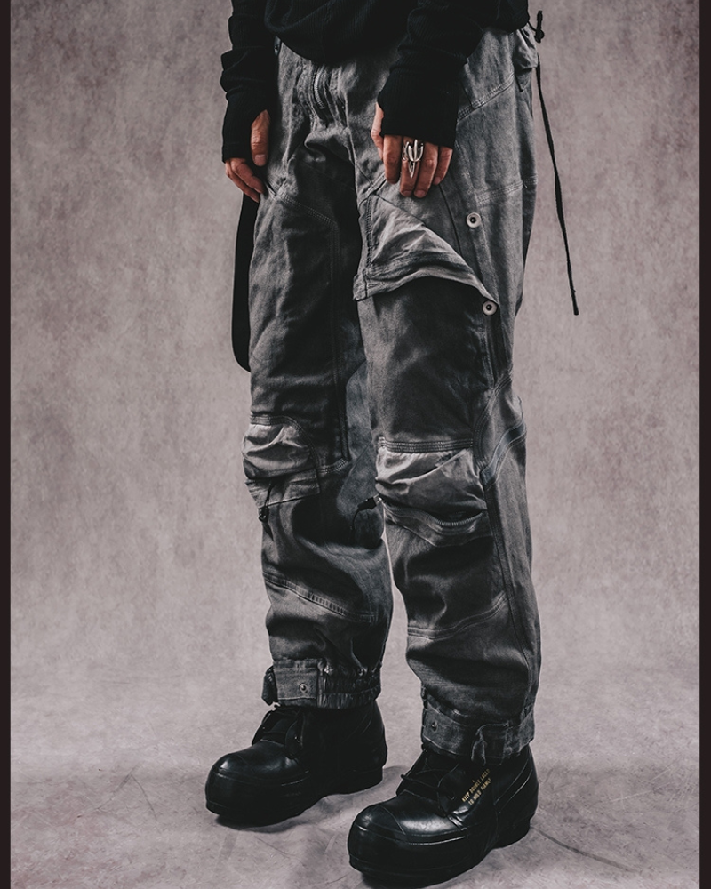Rugged 3D Distressed Cargo Pants -  techwear - Rugged 3D Distressed Cargo Pants for Modern Style - View 7