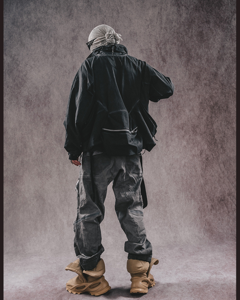 Rugged 3D Distressed Cargo Pants -  wasteland wear - Rugged 3D Distressed Cargo Pants for Modern Style - View 16