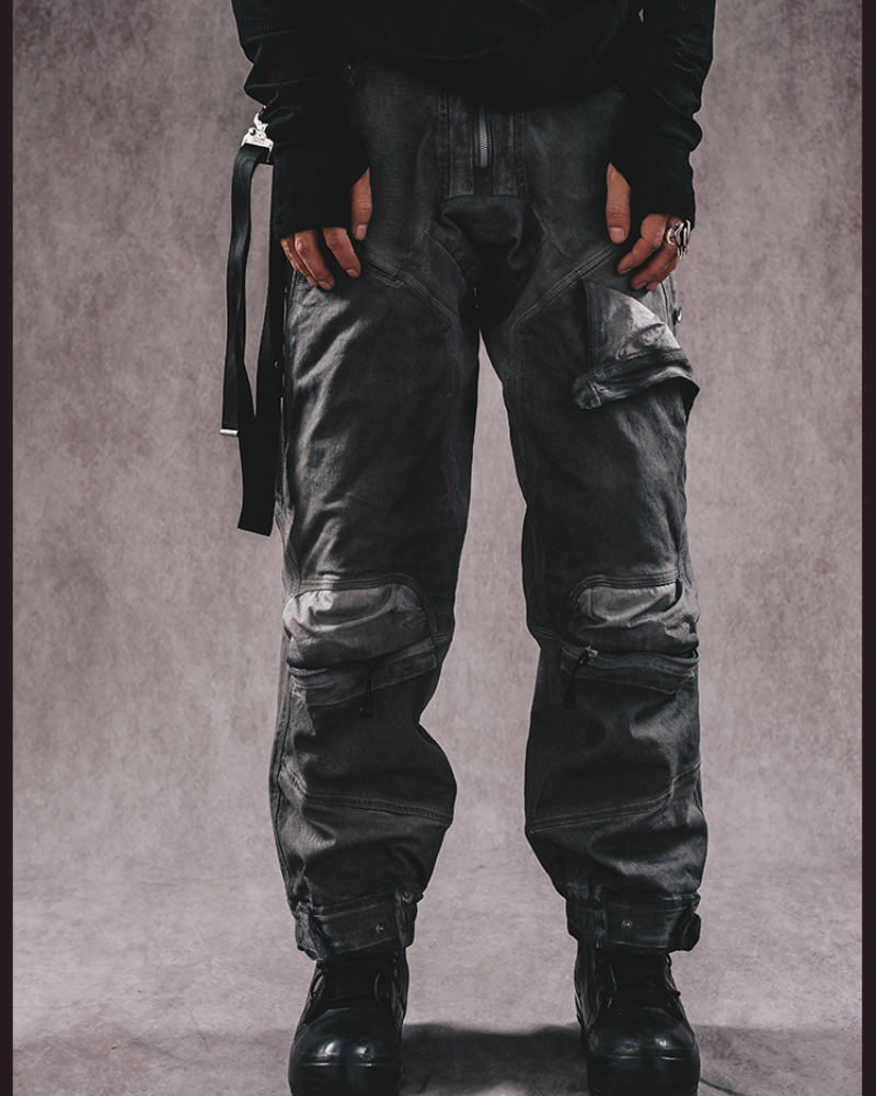 Rugged 3D Distressed Cargo Pants -  wasteland wear - Rugged 3D Distressed Cargo Pants for Modern Style - View 8