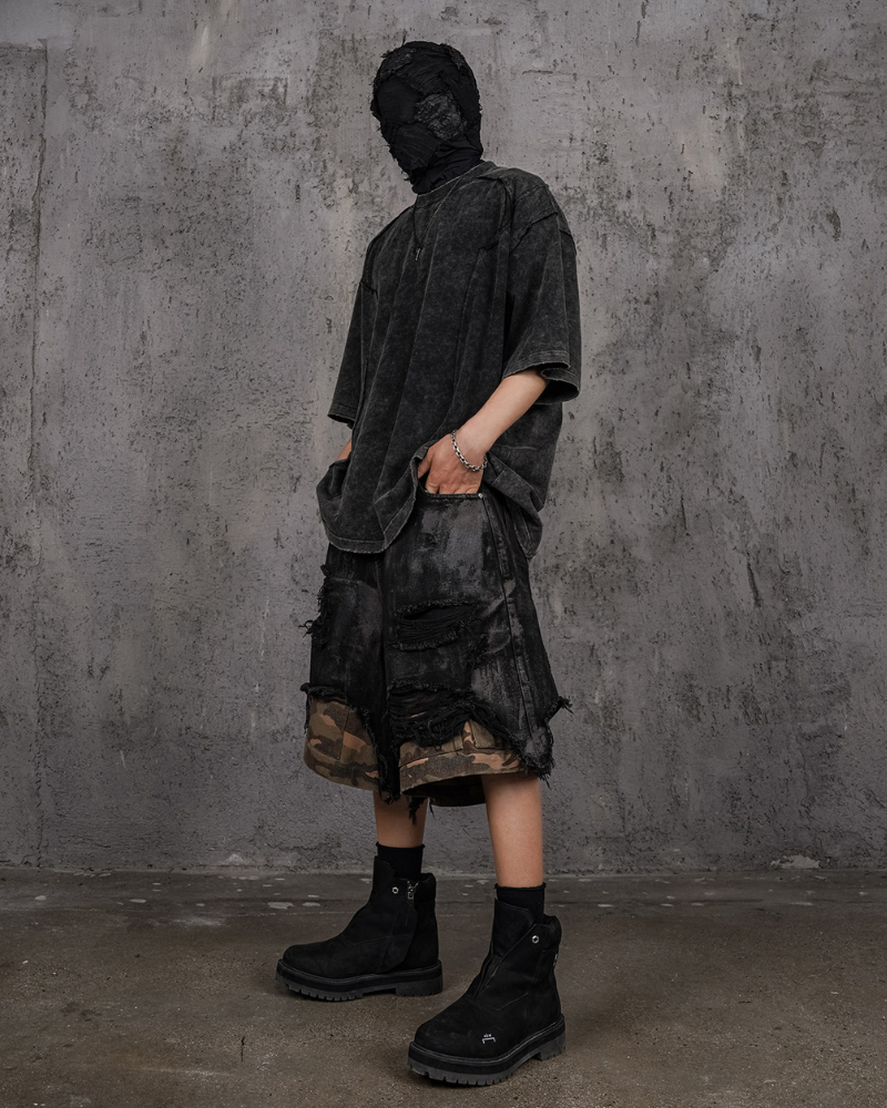 Rugged Camo Cargo Shorts -  distressed shorts - Rugged Camo Cargo Shorts for Stylish Adventures - View 4