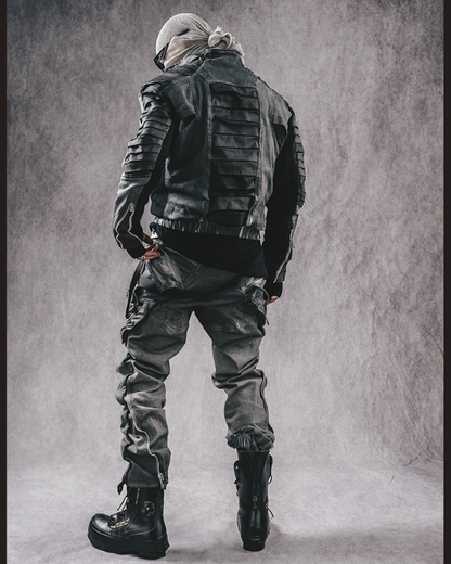 Rugged Distressed Cargo Pants -  cyberpunk - Rugged Distressed Cargo Pants for Urban Exploration - View 11