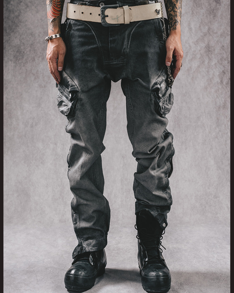 Rugged Distressed Cargo Pants - stylish cargo pants - Rugged Distressed Cargo Pants for Urban Exploration - View 2