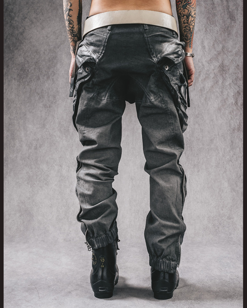 Rugged Distressed Cargo Pants -  techwear - Rugged Distressed Cargo Pants for Urban Exploration - View 6