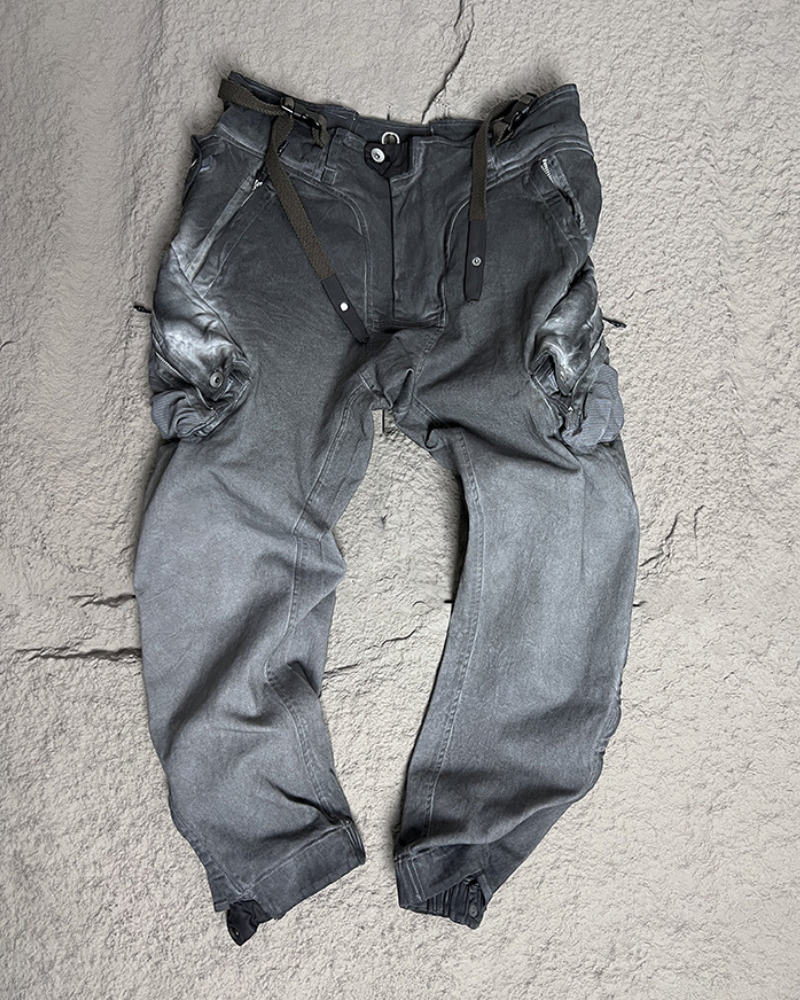 Rugged Distressed Cargo Pants -  techwear pants - Rugged Distressed Cargo Pants for Urban Exploration - View 15