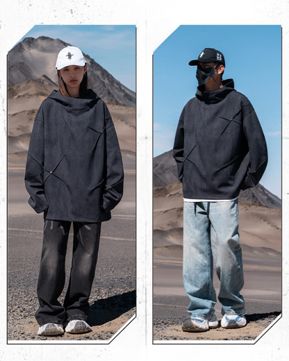 Rugged Unisex Heavyweight Hoodie -  techwear style - Unisex Heavyweight Hoodie for Outdoor Comfort - View 6
