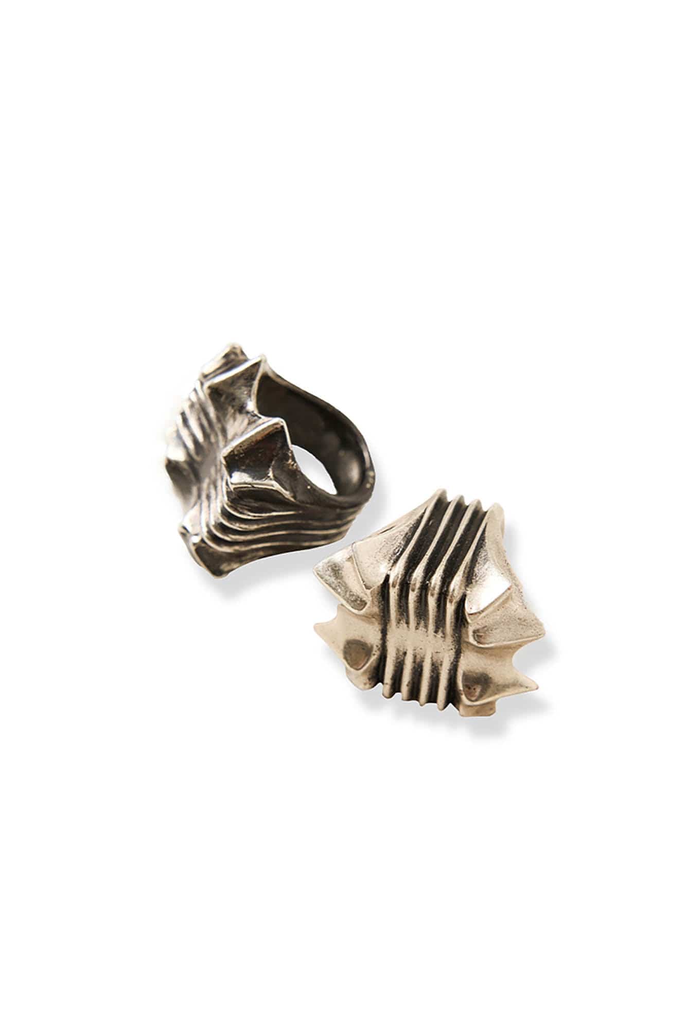 Rugged Warlord's Edge Ring -  jagged ring - Rugged Warlord's Edge Ring with Sculptural Detailing - View 6