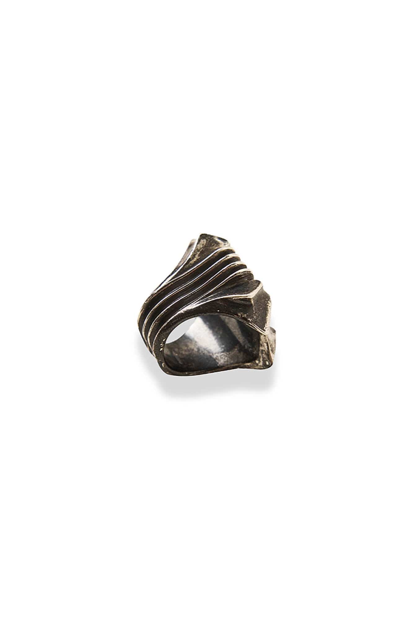 Rugged Warlord's Edge Ring - New Arrivals - Rugged Warlord's Edge Ring with Sculptural Detailing - View 9