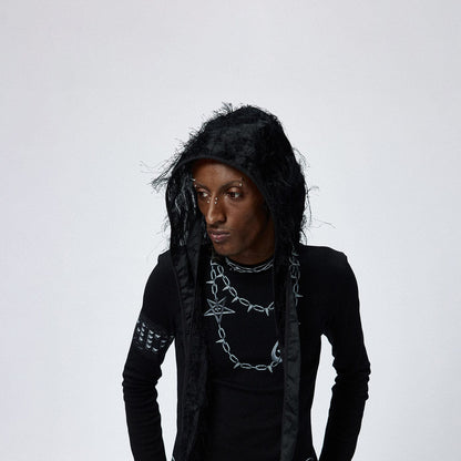 Ruggedly Cool Distressed Durag -  comfortable durag - Rugged Distressed Durag with Faux Fur Details - View 3