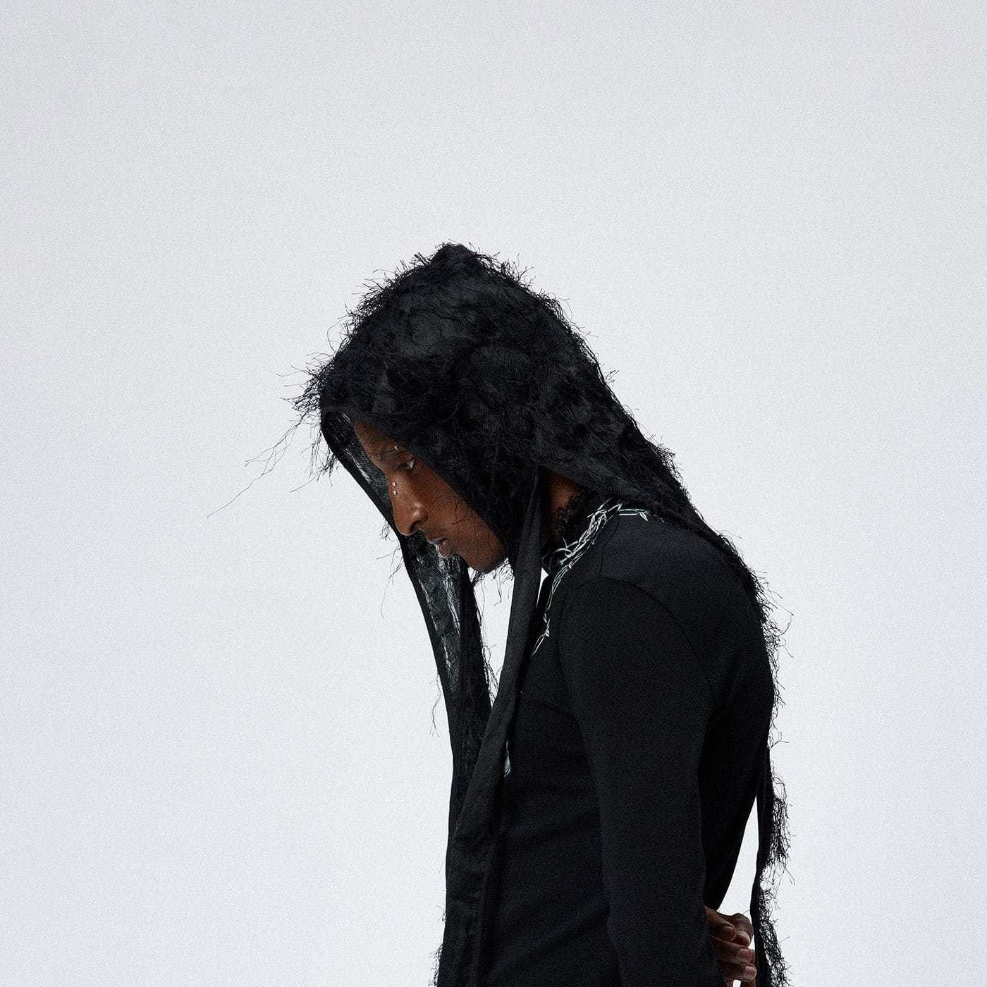Ruggedly Cool Distressed Durag - distressed durag - Rugged Distressed Durag with Faux Fur Details - Main view