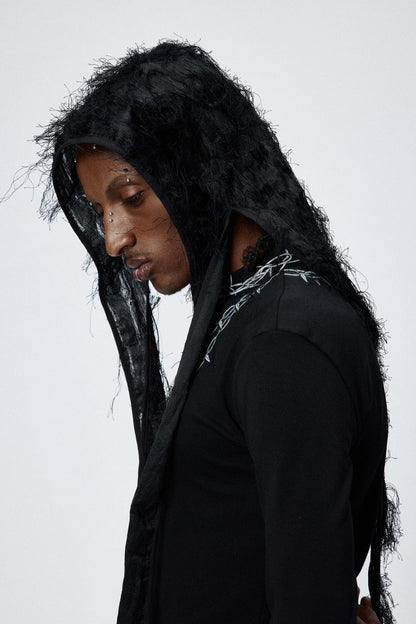 Ruggedly Cool Distressed Durag - distressed durag - Rugged Distressed Durag with Faux Fur Details - View 8