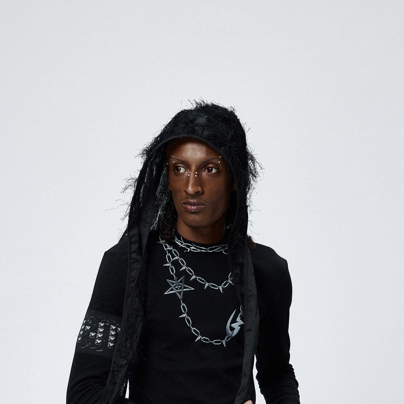 Ruggedly Cool Distressed Durag - edgy durag - Rugged Distressed Durag with Faux Fur Details - View 2
