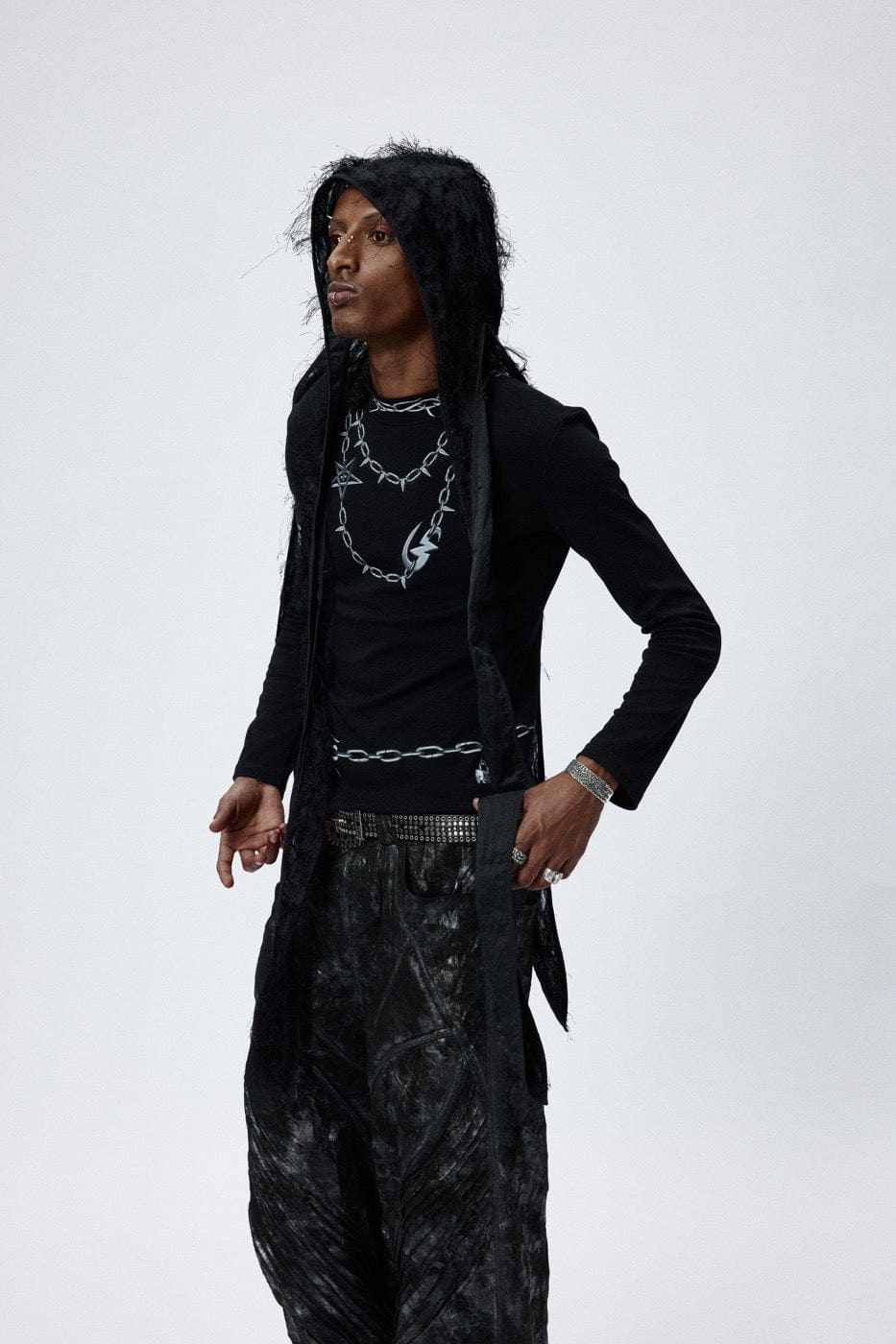 Ruggedly Cool Distressed Durag -  faux fur - Rugged Distressed Durag with Faux Fur Details - View 4