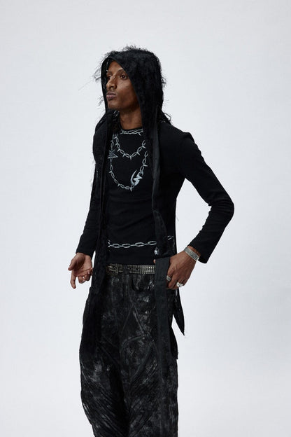 Ruggedly Cool Distressed Durag -  faux fur - Rugged Distressed Durag with Faux Fur Details - View 4