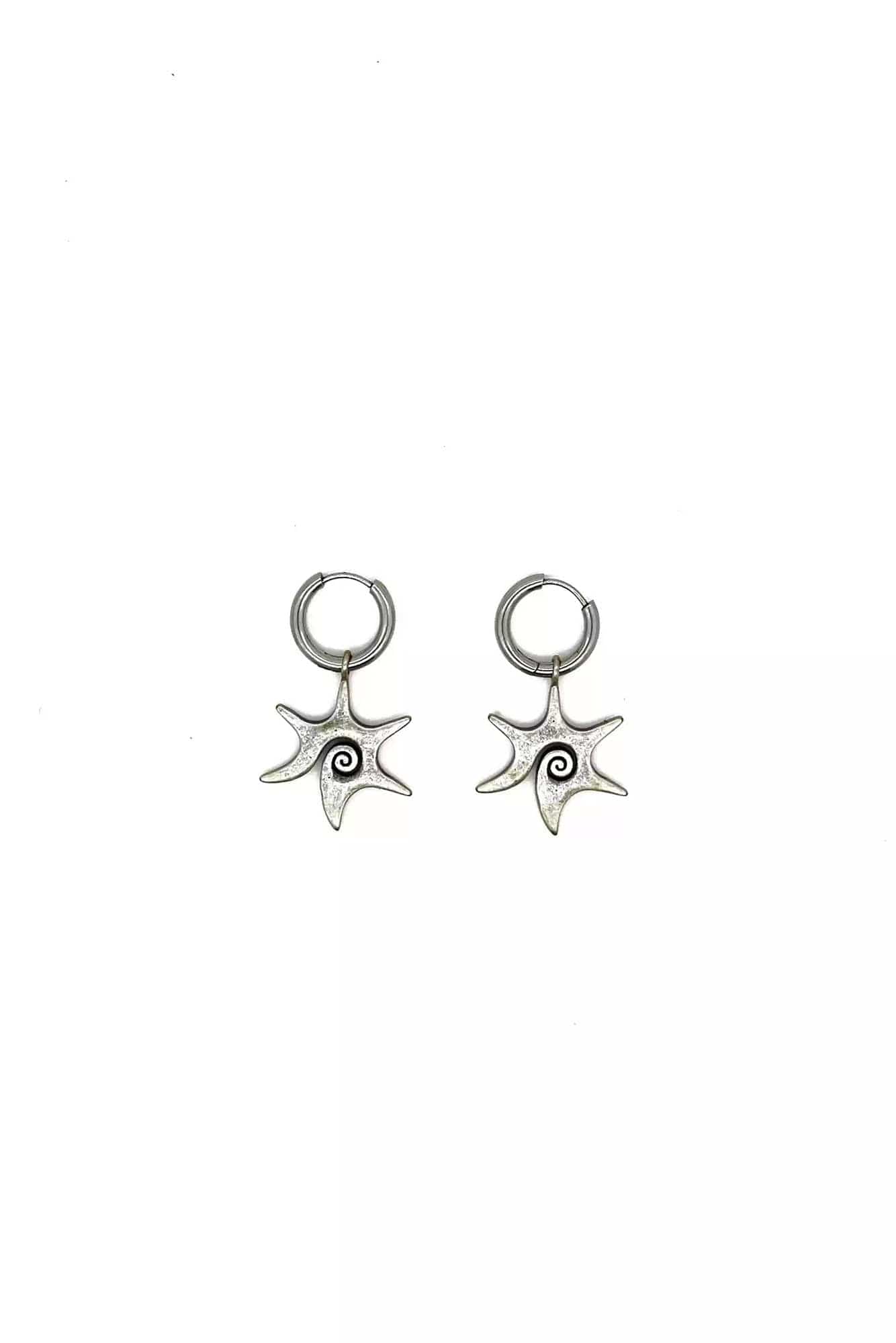 Rustic Hexagram Swirl Earrings - rustic earrings - Rustic Hexagram Swirl Earrings with Vintage Finish - View 8