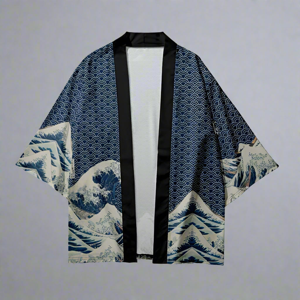Seaside Serenity Haori - haori - Elegant Ocean Waves Haori Jacket for Unique Style - Main view