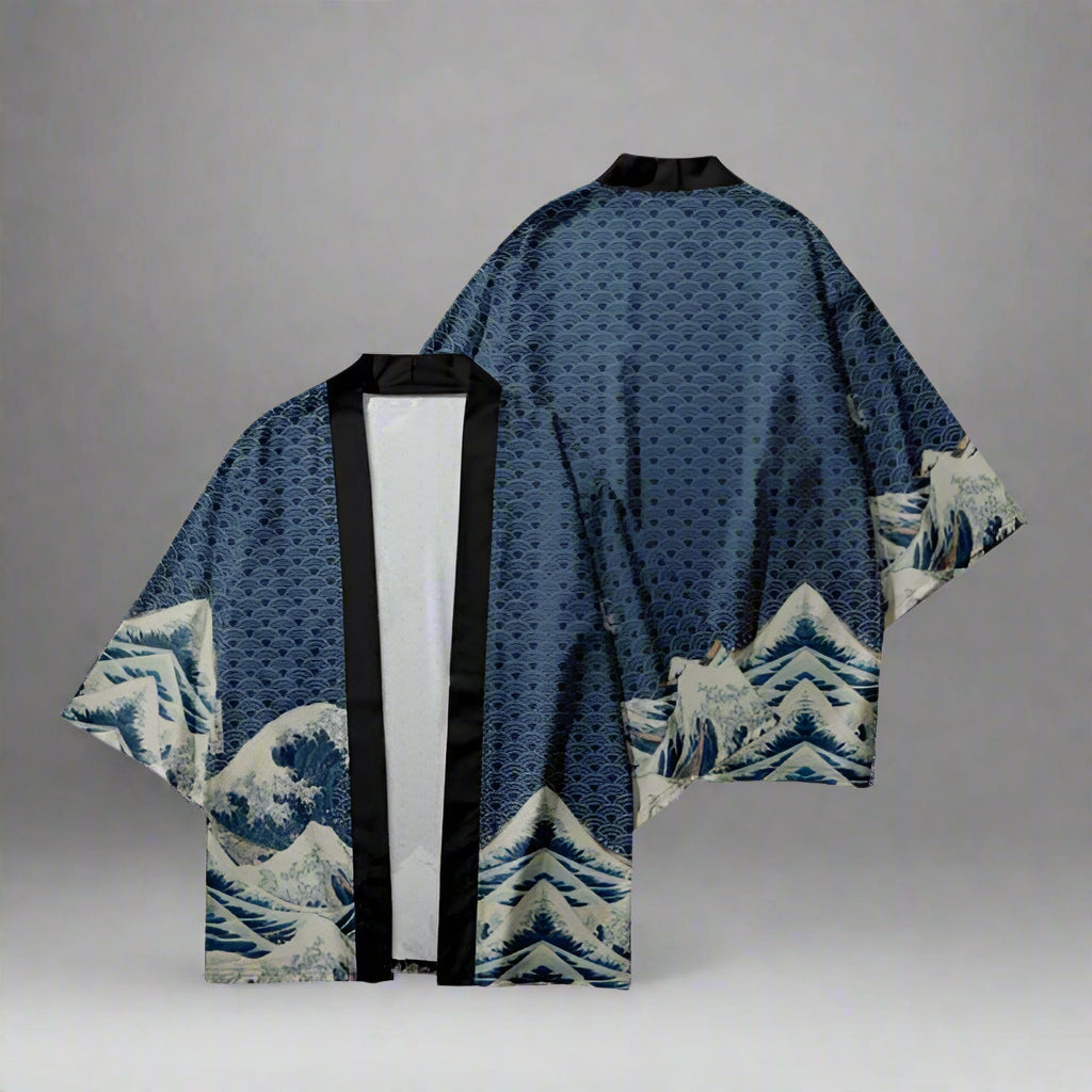 Seaside Serenity Haori -  kimono - Elegant Ocean Waves Haori Jacket for Unique Style - View 6