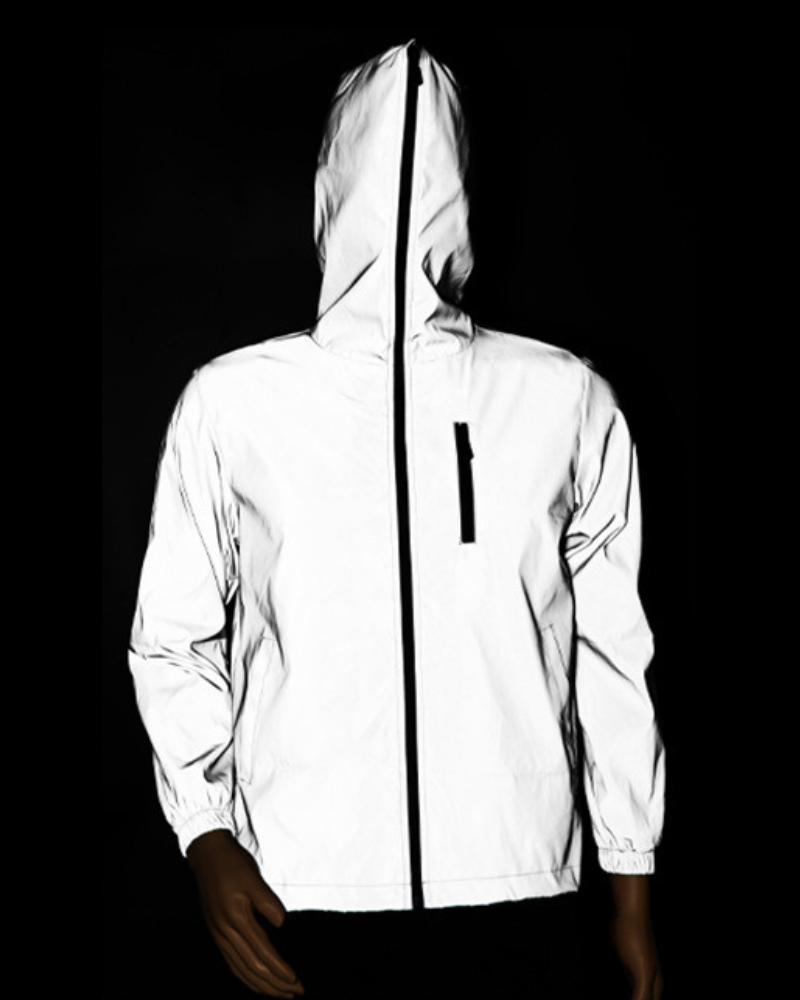 Shimmering Silver Reflective Outerwear -  lightweight reflective coat - Shimmering Silver Reflective Techwear Jacket - View 5