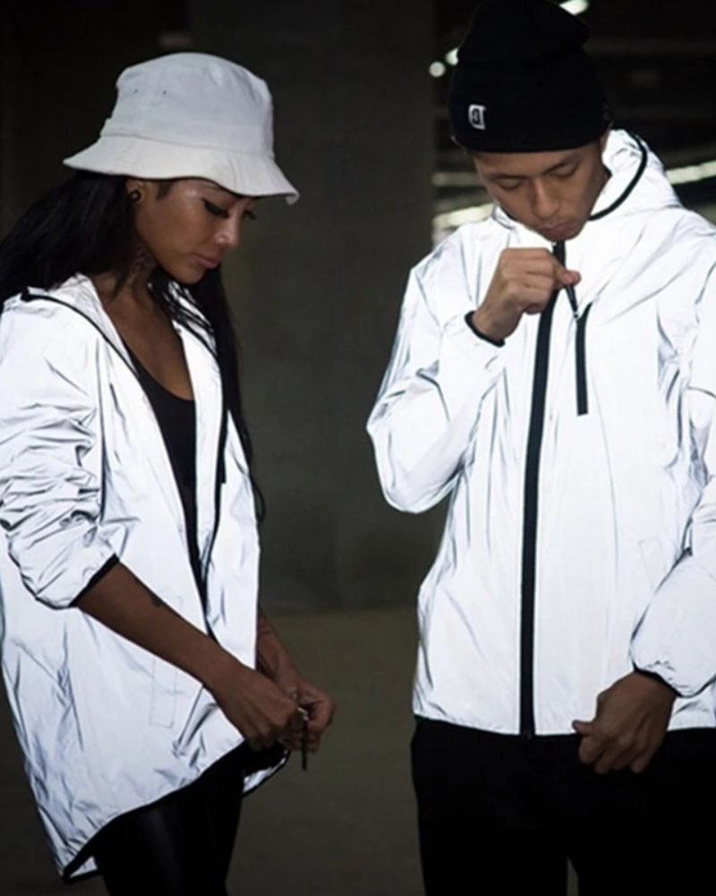 Shimmering Silver Reflective Outerwear - shimmering silver jacket - Shimmering Silver Reflective Techwear Jacket - View 3