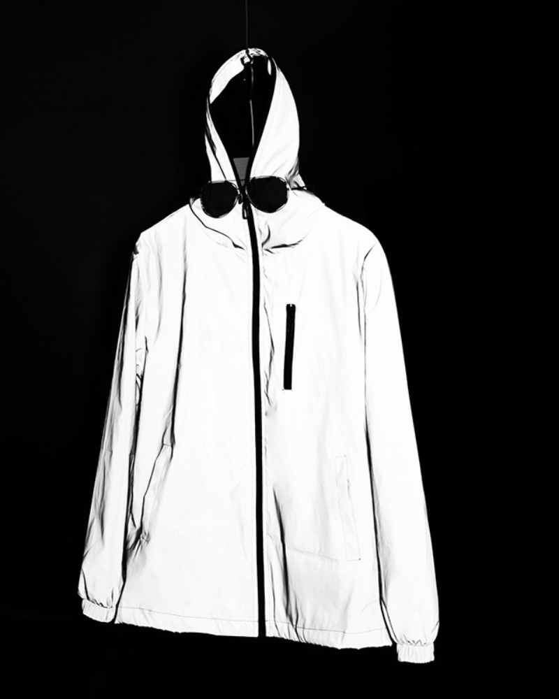 Shimmering Silver Reflective Outerwear -  silver coat - Shimmering Silver Reflective Techwear Jacket - View 6