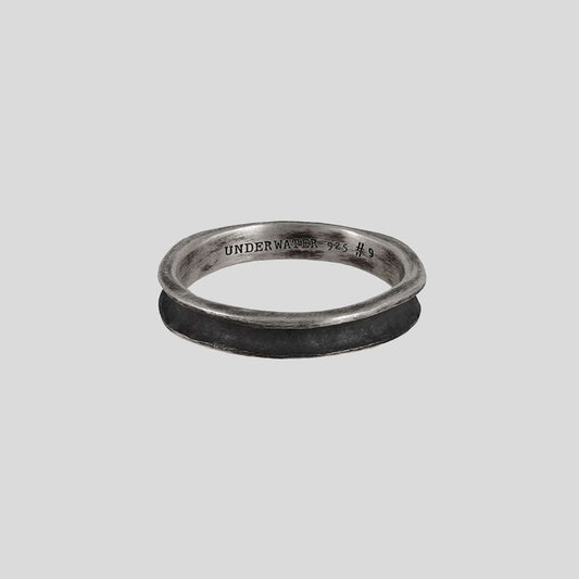 Silver Cross Engraved Underwater Ring - 925 sterling silver ring - Silver Cross Engraved Underwater Ring in Sterling Silver - Main view