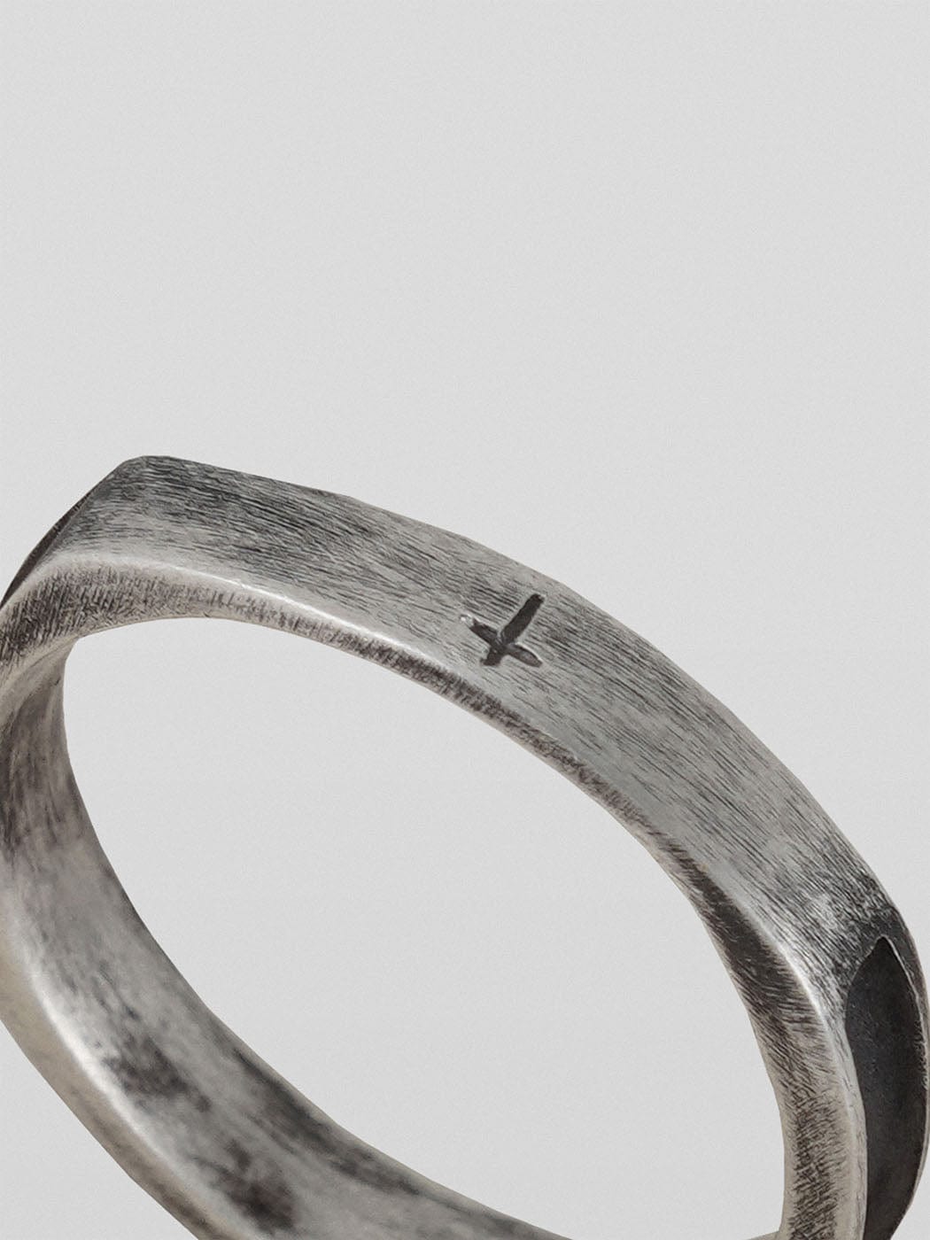 Silver Cross Engraved Underwater Ring -  distressed finish - Silver Cross Engraved Underwater Ring in Sterling Silver - View 5