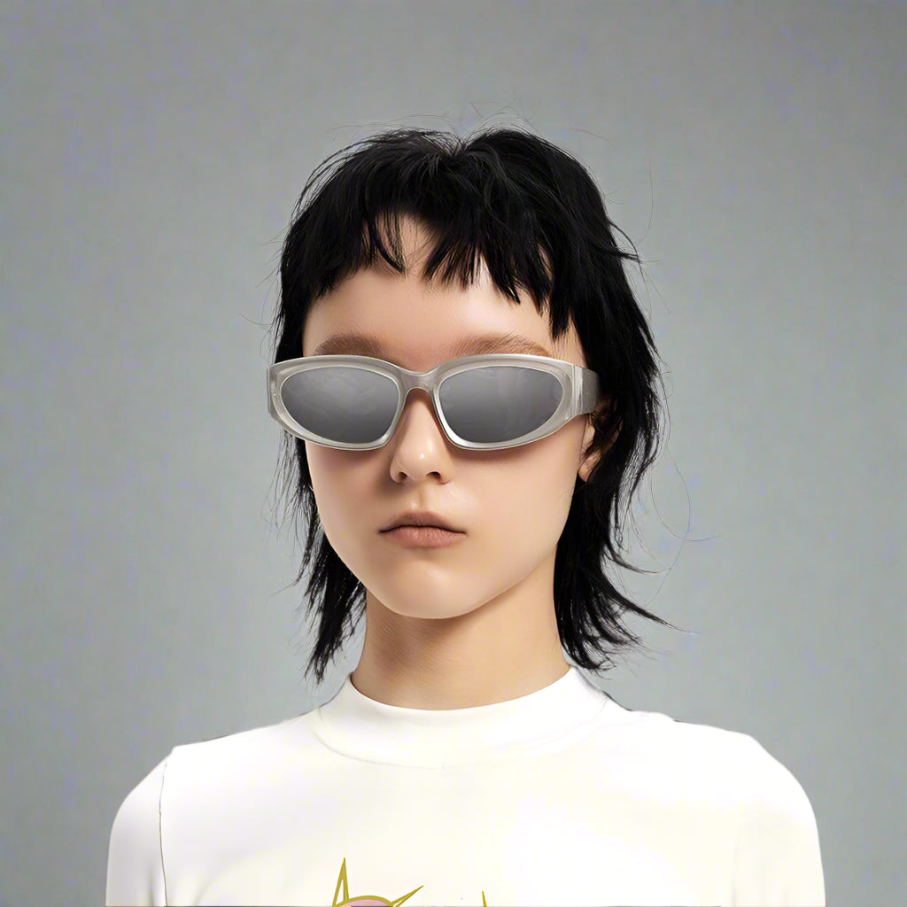 Silver Shimmer Sunglasses - avant-garde sunglasses - Chic Silver Shimmer Sunglasses for Effortless Style - Main view