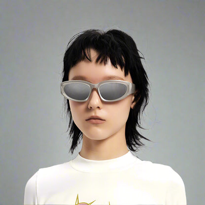 Silver Shimmer Sunglasses - avant-garde sunglasses - Chic Silver Shimmer Sunglasses for Effortless Style - Main view