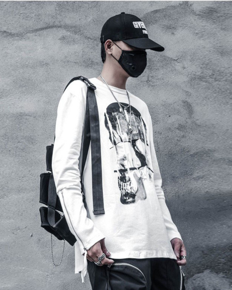 Skeleton Graphic Long Sleeve Tee -  bold fashion statement - Skeleton Graphic Long Sleeve Tee for Bold Street Style - View 4