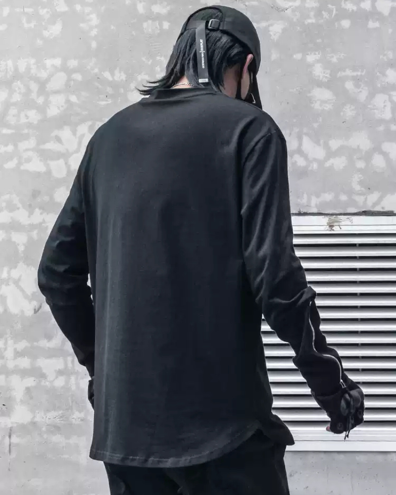 Skeleton Graphic Long Sleeve Tee -  cyberpunk aesthetics - Skeleton Graphic Long Sleeve Tee for Bold Street Style - View 5