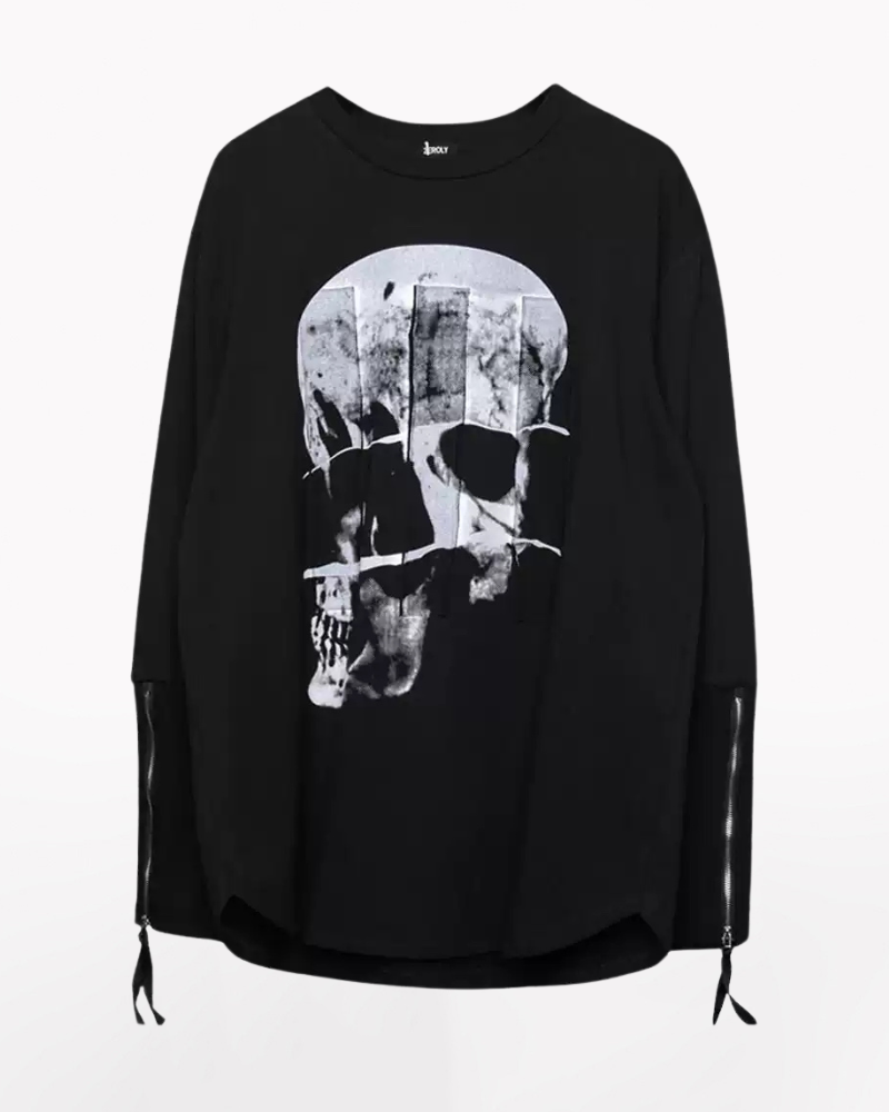 Skeleton Graphic Long Sleeve Tee -  edgy fashion - Skeleton Graphic Long Sleeve Tee for Bold Street Style - View 6