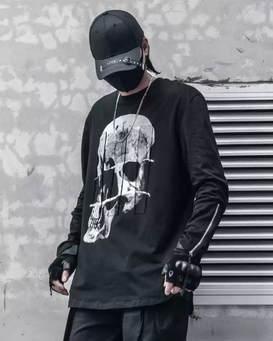 Skeleton Graphic Long Sleeve Tee - edgy streetwear - Skeleton Graphic Long Sleeve Tee for Bold Street Style - Main view