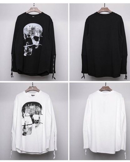 Skeleton Graphic Long Sleeve Tee -  long sleeve tee - Skeleton Graphic Long Sleeve Tee for Bold Street Style - View 7