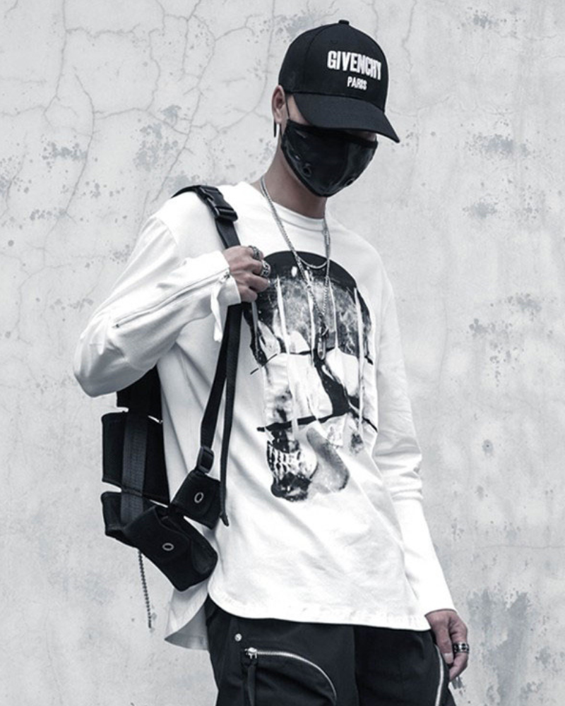 Skeleton Graphic Long Sleeve Tee - skeleton t-shirt - Skeleton Graphic Long Sleeve Tee for Bold Street Style - View 2