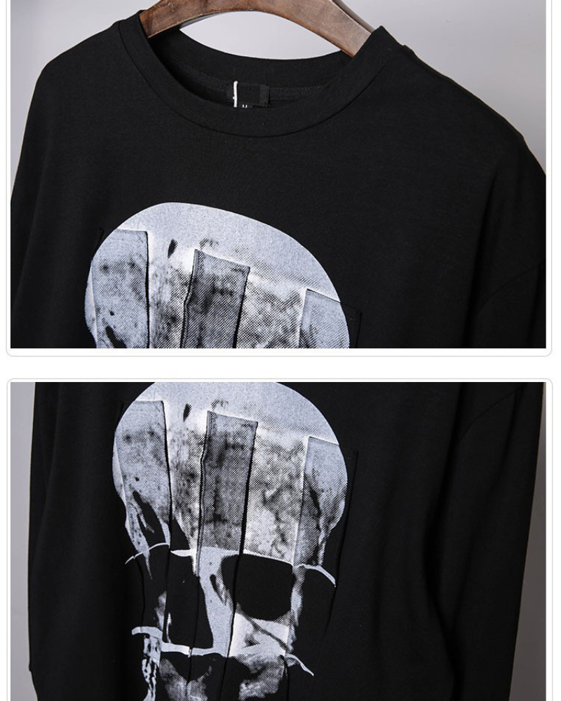 Skeleton Graphic Long Sleeve Tee -  streetwear - Skeleton Graphic Long Sleeve Tee for Bold Street Style - View 8