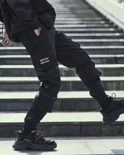 Sleek Black Cargo Tech Pants - black cargo pants - Slim Fit Black Cargo Tech Pants for Everyday Style - View 2