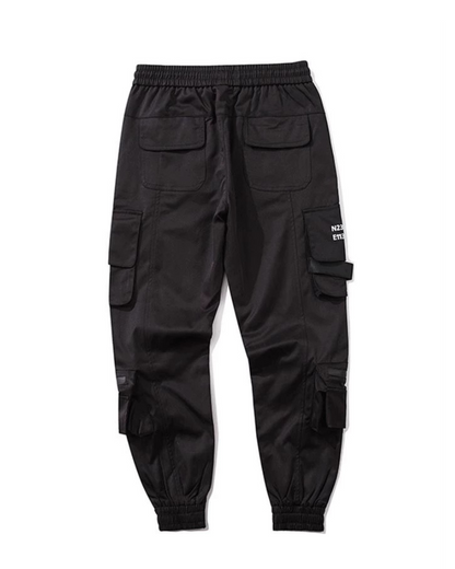 Sleek Black Cargo Tech Pants -  modern techwear pants - Slim Fit Black Cargo Tech Pants for Everyday Style - View 5