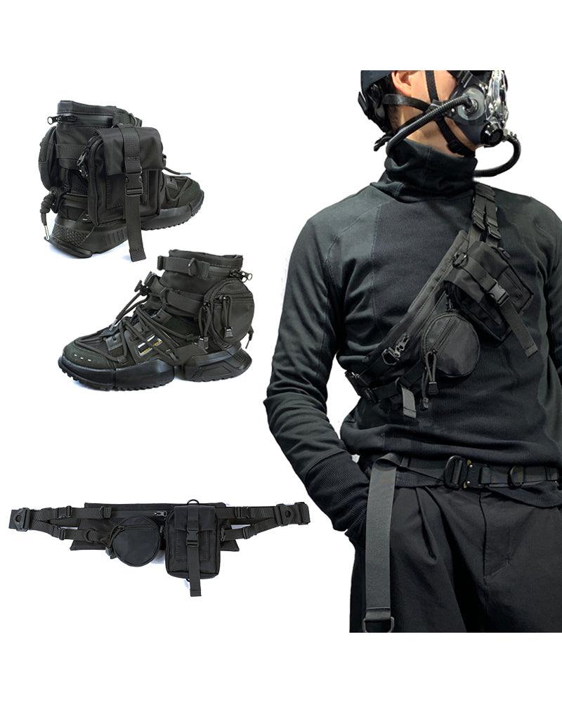 Sleek Black Crossbody Chest Pack - techwear accessories - Sleek Black Crossbody Chest Pack for Techwear - View 2