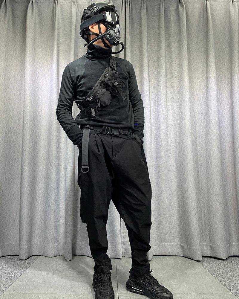 Sleek Black Crossbody Chest Pack -  techwear - Sleek Black Crossbody Chest Pack for Techwear - View 9