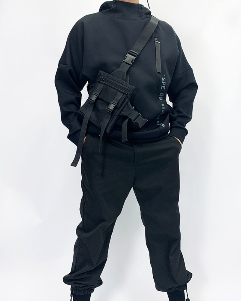 Sleek Black Sling Chest Bag -  sling bag - Versatile Black Sling Chest Bag for Daily Adventures - View 5