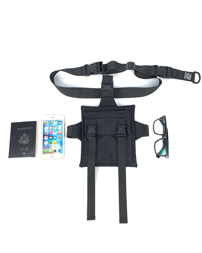 Sleek Black Sling Chest Bag -  techwear accessories - Versatile Black Sling Chest Bag for Daily Adventures - View 13